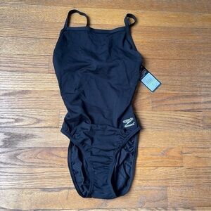 NEW Speedo Endurance Black One Piece Swimsuit Size 30 NWT